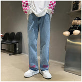Men Jeans Vintage Jeans Men Autumn Embroidery Pants Baggy Straight Trousers